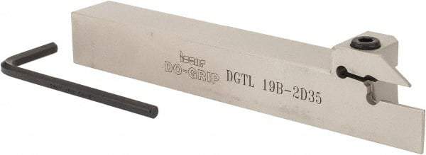 Iscar - 0.689" Max Depth of Cut, 0.075" Min Groove Width, 5-1/2" OAL, Left Hand Indexable Grooving Cutoff Toolholder - 3/4" Shank Height x 3/4" Shank Width, DG. 1../DG. 2.. Insert Style, DGT Toolholder Style, Series Do Grip - Apex Tool & Supply