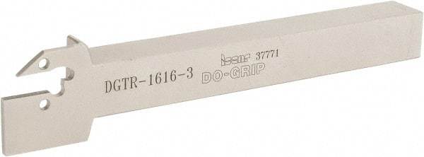 Iscar - 3mm Min Groove Width, 150mm OAL, Right Hand Indexable Grooving Cutoff Toolholder - 16mm Shank Height x 16mm Shank Width, DG. 1../DG. 3.. Insert Style, DGT Toolholder Style, Series Do Grip - Apex Tool & Supply