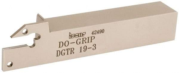Iscar - 0.118" Min Groove Width, 4-1/2" OAL, Right Hand Indexable Grooving Cutoff Toolholder - 3/4" Shank Height x 3/4" Shank Width, DG. 1../DG. 3.. Insert Style, DGT Toolholder Style, Series Do Grip - Apex Tool & Supply