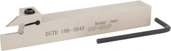 Iscar - 0.787" Max Depth of Cut, 0.118" Min Groove Width, 5-1/2" OAL, Right Hand Indexable Grooving Cutoff Toolholder - 3/4" Shank Height x 3/4" Shank Width, DG. 1../DG. 3.. Insert Style, DGT Toolholder Style, Series Do Grip - Apex Tool & Supply
