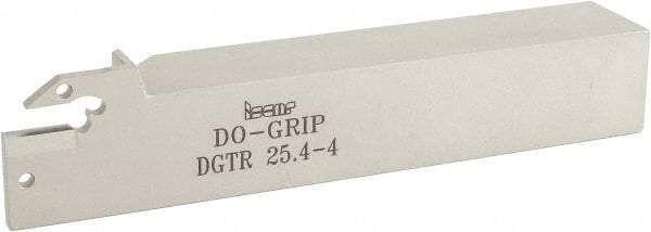 Iscar - 0.157" Min Groove Width, 6" OAL, Right Hand Indexable Grooving Cutoff Toolholder - 1" Shank Height x 1" Shank Width, DG. 4../GRIP 4.. Insert Style, DGT Toolholder Style, Series Do Grip - Apex Tool & Supply