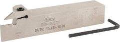 Iscar - 0.787" Max Depth of Cut, 0.118" Min Groove Width, 5-1/2" OAL, Right Hand Indexable Grooving Cutoff Toolholder - 1" Shank Height x 1" Shank Width, DG. 1../DG. 3.. Insert Style, DGT Toolholder Style, Series Do Grip - Apex Tool & Supply