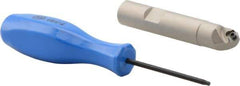 Iscar - 45° Lead Angle, 0.57" Max Cut Diam, 1/4" Min Cut Diam, 0.15" Max Depth of Cut, Indexable Chamfer and Angle End Mill - 2-3/4" Overall Length, Straight Shank - Apex Tool & Supply
