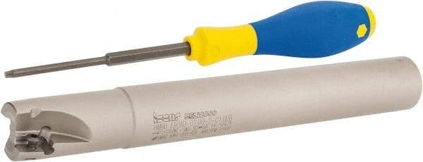 Iscar - 1" Cut Diam, 0.56" Max Depth of Cut, 1" Shank Diam, 7.87" OAL, Indexable Square Shoulder End Mill - AD..1505.., HM90 AD..1505 Inserts, Cylindrical Shank, 90° Lead Angle, Series Heli2000 - Apex Tool & Supply