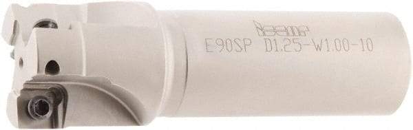 Iscar - 1-1/4" Cut Diam, 0.38" Max Depth of Cut, 1" Shank Diam, 3-3/4" OAL, Indexable Square Shoulder End Mill - S/Q/XPM. 1004.-HQ Inserts, Weldon Shank, 90° Lead Angle, Series Heliquad - Apex Tool & Supply