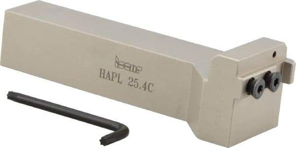 Iscar - 4.88" OAL, Left Hand Indexable Grooving Cutoff Toolholder - 1" Shank Height x 1" Shank Width, DGN/GRIP/HFPR Insert Style, HAP Toolholder Style, Series Heliface - Apex Tool & Supply
