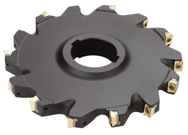 Iscar - Arbor Hole Connection, 1/2" Cutting Width, 1.81" Depth of Cut, 6" Cutter Diam, 1-1/2" Hole Diam, 14 Tooth Indexable Slotting Cutter - SDN Toolholder, QPMT PDTN Insert - Apex Tool & Supply