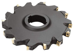 Iscar - Arbor Hole Connection, 0.62" Cutting Width, 1.81" Depth of Cut, 6" Cutter Diam, 1-1/2" Hole Diam, 14 Tooth Indexable Slotting Cutter - SDN Toolholder, QPMT PDTN Insert - Apex Tool & Supply