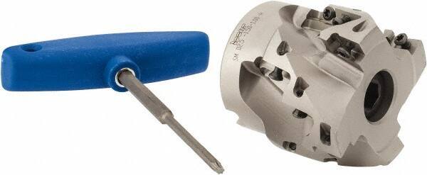 Iscar - 12 Inserts, 2-1/2" Cut Diam, 1" Arbor Diam, 1-1/2" Max Depth of Cut, Indexable Square-Shoulder Face Mill - 0/90° Lead Angle, 2.38" High, AD..1505.. & HM90 AD..1505.. Insert Compatibility, Series SM - Apex Tool & Supply