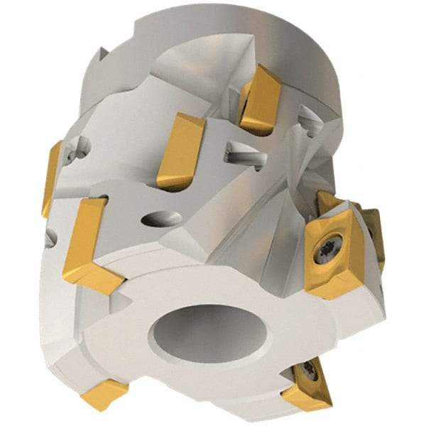 Iscar - 4" Cut Diam, 1-1/2" Arbor Hole, 1-1/2" Max Depth of Cut, 0.4° Indexable Chamfer & Angle Face Mill - 18 Inserts, HM 90 ADKT 1505... Insert, Right Hand Cut, 6 Flutes, Series SM - Apex Tool & Supply