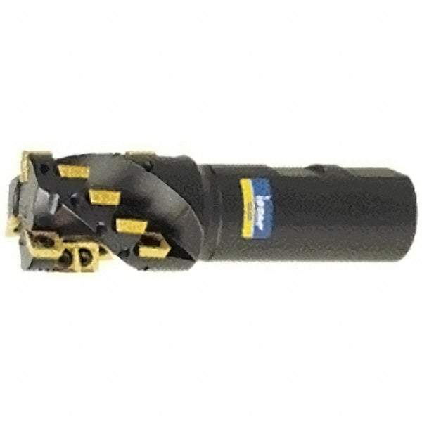 Iscar - 1-1/4" Cut Diam, 1.4" Max Depth of Cut, 1-1/4" Shank Diam, 4-1/2" OAL, Indexable Square Shoulder Helical End Mill - Weldon Shank, 90° Lead Angle, Series IsoMill - Apex Tool & Supply