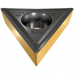 Iscar - TCMT3-1 SM Grade IC570 Carbide Turning Insert - TiCN/TiN Finish, 60° Triangle, 3/8" Inscr Circle, 5/32" Thick, 1/64" Corner Radius - Apex Tool & Supply