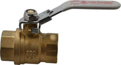 Value Collection - 1" Pipe, Full Port, Brass Full Port Ball Valve - Inline - One Way Flow, FNPT x FNPT Ends, Locking Lever Handle, 300 WOG, 150 WSP - Apex Tool & Supply