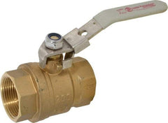 Value Collection - 1-1/4" Pipe, Full Port, Brass Full Port Ball Valve - Inline - One Way Flow, FNPTF x FNPTF Ends, Locking Lever Handle, 200 WOG, 150 WSP - Apex Tool & Supply