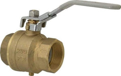 Value Collection - 1-1/2" Pipe, Full Port, Brass Full Port Ball Valve - Inline - One Way Flow, FNPT x FNPT Ends, Locking Lever Handle, 200 WOG, 150 WSP - Apex Tool & Supply