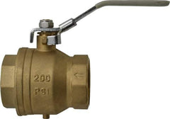 Value Collection - 2" Pipe, Full Port, Brass Full Port Ball Valve - Inline - One Way Flow, FNPT x FNPT Ends, Locking Lever Handle, 200 WOG, 150 WSP - Apex Tool & Supply