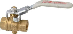 Value Collection - 1/4" Pipe, Full Port, Brass Full Port Ball Valve - Inline - One Way Flow, FNPT x FNPT Ends, Locking Lever Handle, 300 WOG, 150 WSP - Apex Tool & Supply