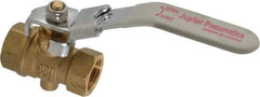 Value Collection - 3/8" Pipe, Full Port, Brass Full Port Ball Valve - Inline - One Way Flow, FNPT x FNPT Ends, Locking Lever Handle, 300 WOG, 150 WSP - Apex Tool & Supply