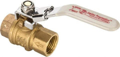 Value Collection - 1/2" Pipe, Full Port, Brass Full Port Ball Valve - Inline - One Way Flow, FNPT x FNPT Ends, Locking Lever Handle, 300 WOG, 150 WSP - Apex Tool & Supply