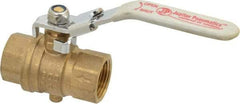 Value Collection - 3/4" Pipe, Full Port, Brass Full Port Ball Valve - Inline - One Way Flow, FNPT x FNPT Ends, Locking Lever Handle, 300 WOG, 150 WSP - Apex Tool & Supply
