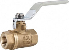 Value Collection - 1/4" Pipe, Full Port, Brass Full Port Ball Valve - Inline - Two Way Flow, FNPT x FNPT Ends, Lever Handle, 600 WOG, 150 WSP - Apex Tool & Supply