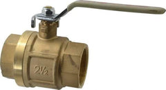 Value Collection - 2-1/2" Pipe, Full Port, Brass Full Port Ball Valve - Inline - Two Way Flow, FNPT x FNPT Ends, Lever Handle, 450 WOG, 150 WSP - Apex Tool & Supply