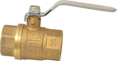 Value Collection - 1-1/4" Pipe, Full Port, Brass UL Listed Ball Valve - Inline - Two Way Flow, FNPT x FNPT Ends, Lever Handle, 600 WOG, 150 WSP - Apex Tool & Supply