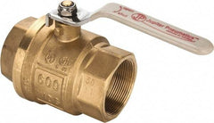 Value Collection - 2" Pipe, Full Port, Brass UL Listed Ball Valve - Inline - Two Way Flow, FNPT x FNPT Ends, Lever Handle, 600 WOG, 150 WSP - Apex Tool & Supply