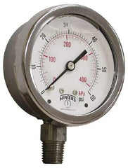Winters - 2-1/2" Dial, 1/4 Thread, 0-3,000 Scale Range, Pressure Gauge - Lower Connection Mount, Accurate to 1.5% of Scale - Apex Tool & Supply