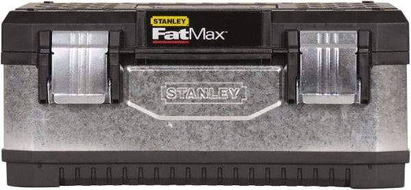 Stanley - 2 Compartment 1 Tray Tool Box - 19-5/8" Wide x 8-11/16" Deep x 11-1/8" High, Metal/Plastic, Black/Silver - Apex Tool & Supply