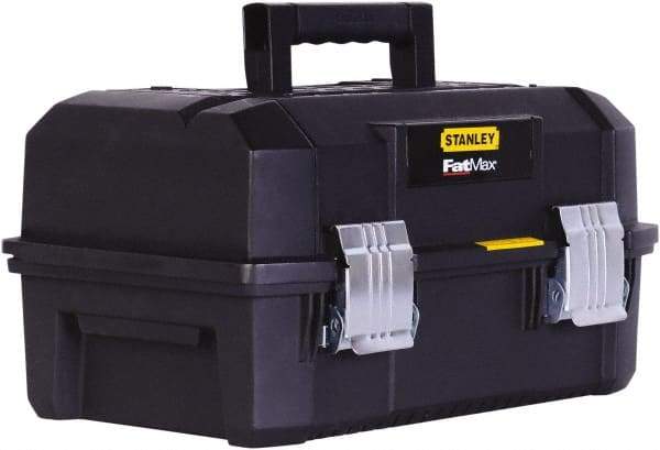 Stanley - 3 Compartment 2 Drawer Tool Box - 17-29/32" Wide x 12-7/64" Deep x 9-13/64" High, Structural Foam, Black - Apex Tool & Supply