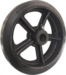 Value Collection - 8 Inch Diameter x 2 Inch Wide, Rubber on Cast Iron Caster Wheel - 600 Lb. Capacity, 5/8 Inch Axle Diameter, Roller Bearing - Apex Tool & Supply