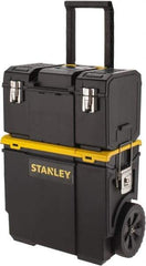 Stanley - 53 Lb Capacity, 1 Bin, 1 Tray Mobile Tool Storage System - 11" Wide x 18-1/2" Deep x 12.8" High, Polypropylene, Black/Yellow - Apex Tool & Supply
