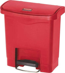 Rubbermaid - 4 Gal Rectangle Unlabeled Trash Can - 15.7" High x 14-7/8" Long, Red, Resin - Apex Tool & Supply