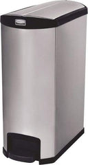 Rubbermaid - 24 Gal Rectangle Unlabeled Trash Can - 32.84" High x 27-1/8" Long, Chrome, Black, Metal - Apex Tool & Supply