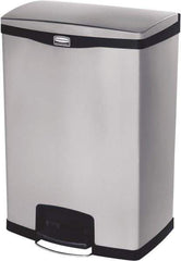 Rubbermaid - 24 Gal Rectangle Unlabeled Trash Can - 31.83" High x 21-3/4" Long, Chrome, Black, Metal - Apex Tool & Supply