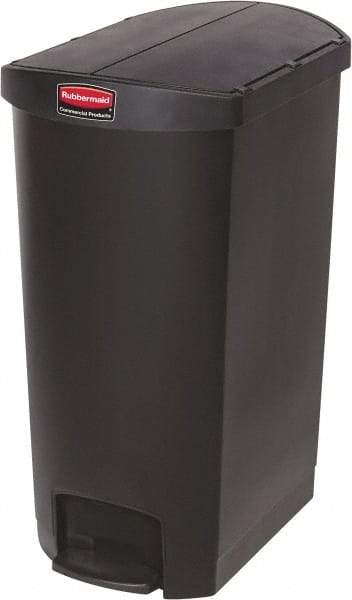 Rubbermaid - 18 Gal Rectangle Unlabeled Trash Can - 30.76" High x 14-3/4" Long, Black, Resin - Apex Tool & Supply