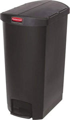 Rubbermaid - 18 Gal Rectangle Unlabeled Trash Can - 30.76" High x 14-3/4" Long, Black, Resin - Apex Tool & Supply