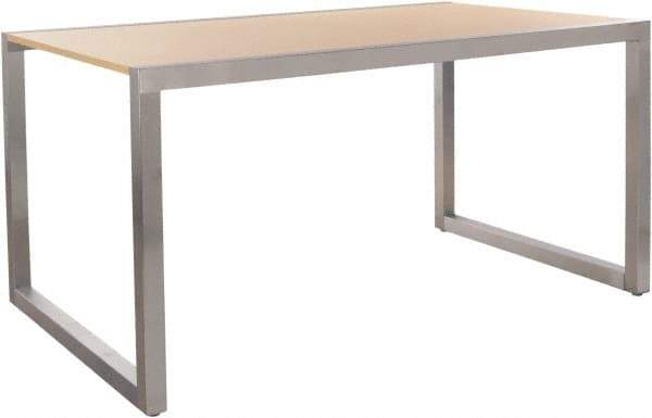 ECONOCO - 60" Long x 36" Wide x 30" High Stationary Display Table - Maple & Satin Chrome (Color), Melamine Top - Apex Tool & Supply