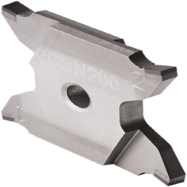 Seco - 2503015X4GKR Grade CBN200, 0.08" Cutting Width PCBN Grooving Insert - 0.256" Max Depth of Cut, Right Hand, 0.15mm Corner Radius - Apex Tool & Supply