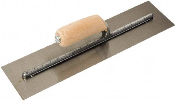 SEYMOUR-MIDWEST - Carbon Steel Finish Trowel - 16" Long x 4" Wide, Wood Handle - Apex Tool & Supply