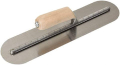 SEYMOUR-MIDWEST - Carbon Steel Rounded End Trowel - 16" Long x 4" Wide, Wood Handle - Apex Tool & Supply
