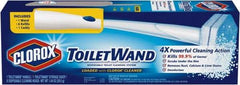 Clorox - 15-3/8" OAL Toilet Bowl Brush - Sponge End, Curved Plastic Handle, White, 6 Cleaning Head Refills - Apex Tool & Supply