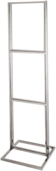 ECONOCO - 22 Inch Wide x 28 Inch High Sign Compatibility, Steel Square Frame Triple Bulletin Sign Holder - Chrome, 90 Inch Holder Height, Holds 3 Signs - Apex Tool & Supply