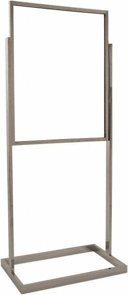 ECONOCO - 22 Inch Wide x 28 Inch High Sign Compatibility, Steel Square Frame Bulletin Sign Holder - Chrome, 56 Inch Holder Height, Holds 1 Sign - Apex Tool & Supply