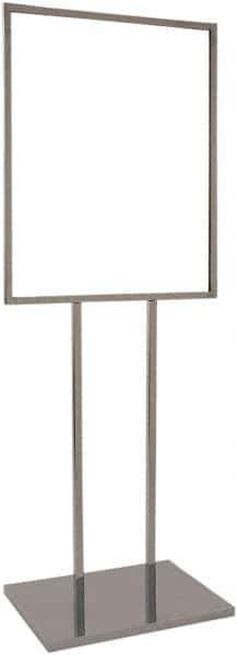 ECONOCO - 22 Inch Wide x 28 Inch High Sign Compatibility, Steel Square Frame Bulletin Sign Holder - Chrome, 60 Inch Holder Height, Holds 1 Sign - Apex Tool & Supply