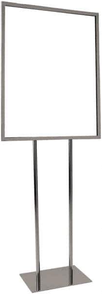 ECONOCO - 22 Inch Wide x 28 Inch High Sign Compatibility, Steel Square Frame Bulletin Sign Holder - Chrome, 60 Inch Holder Height, Holds 1 Sign - Apex Tool & Supply