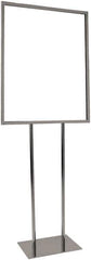 ECONOCO - 22 Inch Wide x 28 Inch High Sign Compatibility, Steel Square Frame Bulletin Sign Holder - Chrome, 60 Inch Holder Height, Holds 1 Sign - Apex Tool & Supply