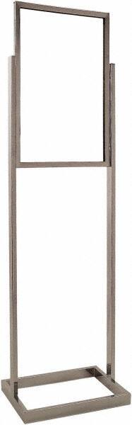 ECONOCO - 14 Inch Wide x 22 Inch High Sign Compatibility, Steel Square Frame Bulletin Sign Holder - Chrome, 56 Inch Holder Height, Holds 1 Sign - Apex Tool & Supply
