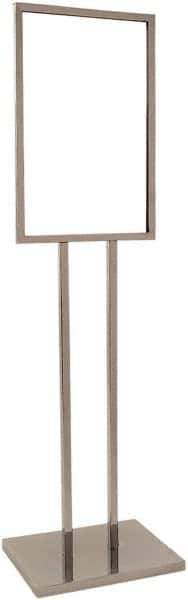 ECONOCO - 14 Inch Wide x 22 Inch High Sign Compatibility, Steel Square Frame Bulletin Sign Holder - Chrome, 53 Inch Holder Height, Holds 1 Sign - Apex Tool & Supply
